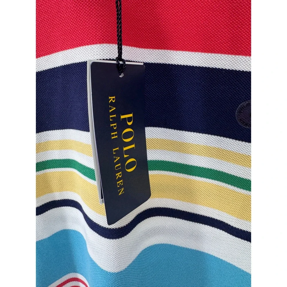 POLO Ralph Lauren Polo Shirt Mens Large Multi Color Striped Classic Fit NWT
